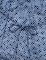 DOT SHIRRING BLOUSE(BLUE)