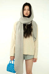 Yak Wool Ribbed Hooded Scarf