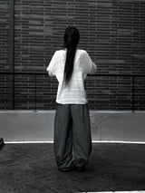 [unisex] pintuck rivet nylon pants (2color)