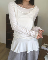 ソロングフリルレイヤードスリーブレスTシャツセット