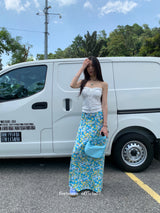 Flower Punching Shirring Sleeveless Tube Top