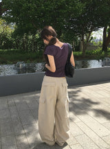 ディオン重ね着風カラーボタン半袖Tシャツ