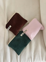 Terry flat pouch - brown , S size