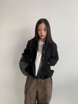 スキムブ フリルフード ショートコート