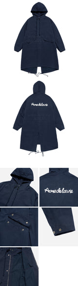 24FW SCRIPT LOGO PRINTING FISHTAIL JACKET NAVY
