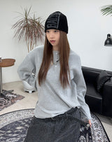 Tove Waffle Henley Neck Long Sleeve Tee