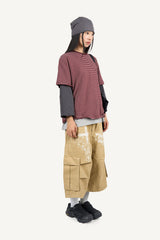 Striped pocket short-sleeve T-shirt