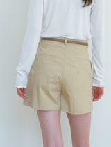 Sun Pin-tuck Shorts - Beige