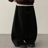Foton waist banding side incision fleece denim wide pants