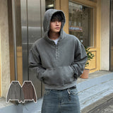 Fleece Henley Neck Pigment Hoodie