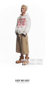 Double Knee Chino 8-Bermuda Pants - Beige