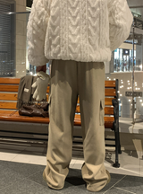 Stable Soft Cargo Fleece Brushed Semi Wide Banding Pants