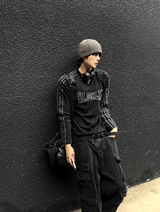 Vネックピグメントトラックブルックリン長袖Tシャツ