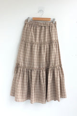 Meirin Shirring Checkered Skirt