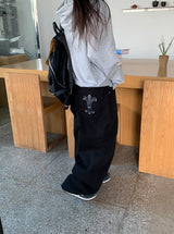 Manne Studded Patch Cotton Wide Pants