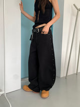 STUD BALLOON WIDE PANTS (2C)