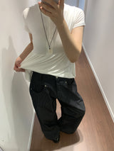 シルクシャーリングフレアTシャツ (3color)