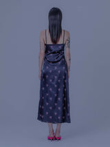 RIBBON SHIRRING LONG ONE-PIECE