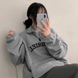 Onket ビッグオーバーサイズフリースハーフジップアップスウェットシャツ