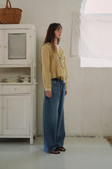 Open sheer blouse_mustard