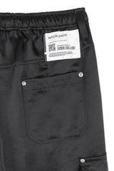 SATIN WIDE CARGO PANTS	(BLACK)