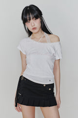 ANGEL SHIRRING TOP white