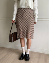 softie checkered midi skirt