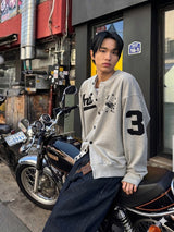 UNICORN VARSITY EMBLEM SWEAT JACKET GRAY