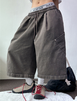 HIP PATCH RIVET PIGMENT DENIM BERMUDA 🫐🍪🖤3COLOR