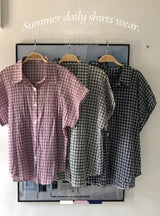 #Rico Check Roll Up Short Sleeve Shirt (3color)
