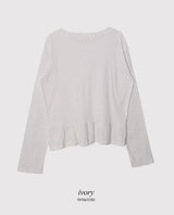 ドットラウンドフリルレイヤードロングスリーブTシャツ（3色）