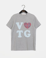 ブツヴィンテージハートチェックパッチショートスリーブTシャツ