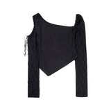 カットアウトウェーブスリーブトップ [Black]