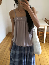 Micelle button balloon layered strap sleeveless