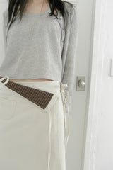 check wrap cotton midi skirt(2colors)