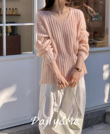 Loose fit V-neck knitwear(2color)