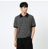 Stripe Crop Half Knit Black