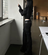Black Glow Low-Rise Pants