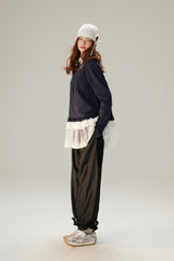 Sweet & Cool Lace Accent Ribbon Point Long T-Shirt