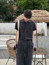 Olin linen indigo half shirts