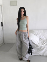 Adim Rivet Pintuck Nylon Wide Pants