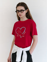 HEART FRIENDS PUPPY T-SHIRT RED