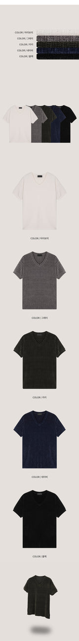[S/S] ベルベットゴルギVネックハーフニット(5color)