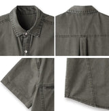 Furd-dyed zipper short-sleeve shirt