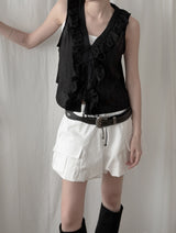 Punched Lace Ruffle Blouse
