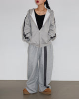 Breeze napping track Oversized-fit hooded zip-up