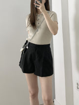 Loewe Ribbed Button Collar Short Sleeve Knit
