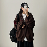 Moco Number Patch Embroidery Overfit Two Way Hooded Zip-Up