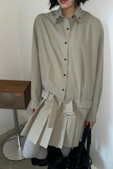 NEW LOW PLEATS DRESS_KHAKI GRAY