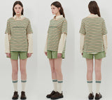 STRIPE LOGO T-SHIRT [BEIGE]